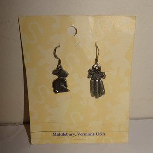 NOS Danforth Pewter Bunny Carrot Dangle Earrings